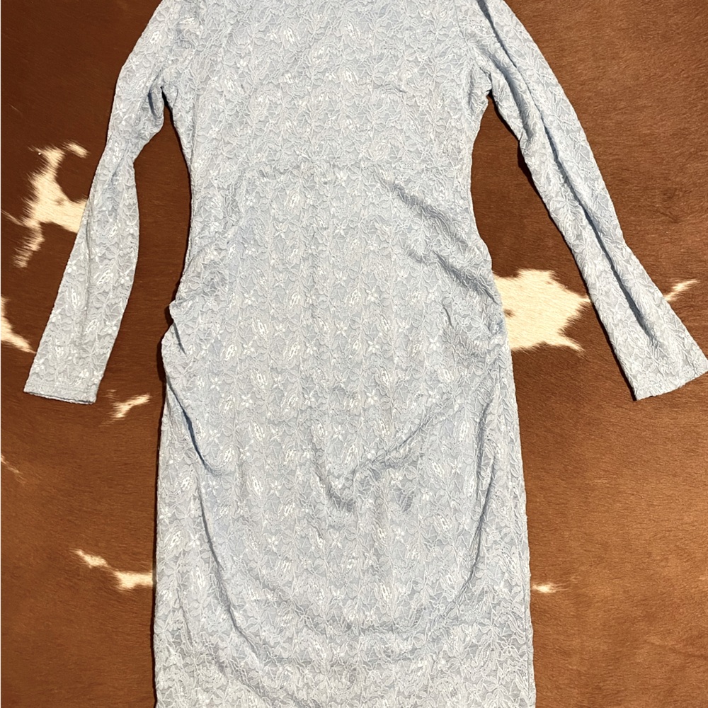 Baby blue long sleeve maternity dress